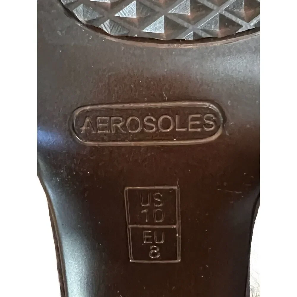 Aerosoles Bar Struck Brown Combo Suede-Leather Strappy Heels Womens Size 10 NEW